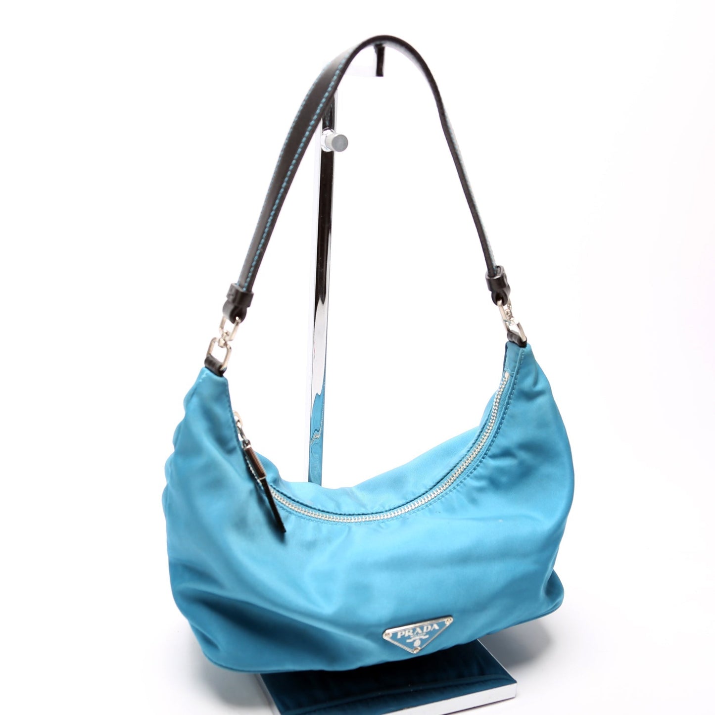 Prada Tessuto Sirio Hobo Bag Nylon Blue Travel Bag