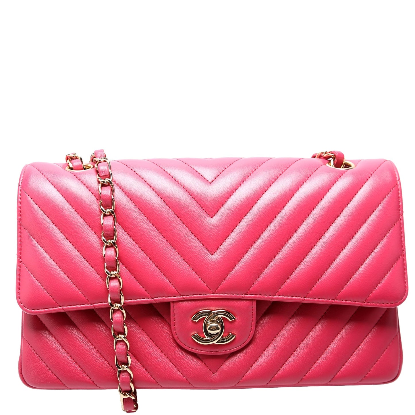 Chanel Classic Flap Chevron Lambskin 29-32M Pink Handbag