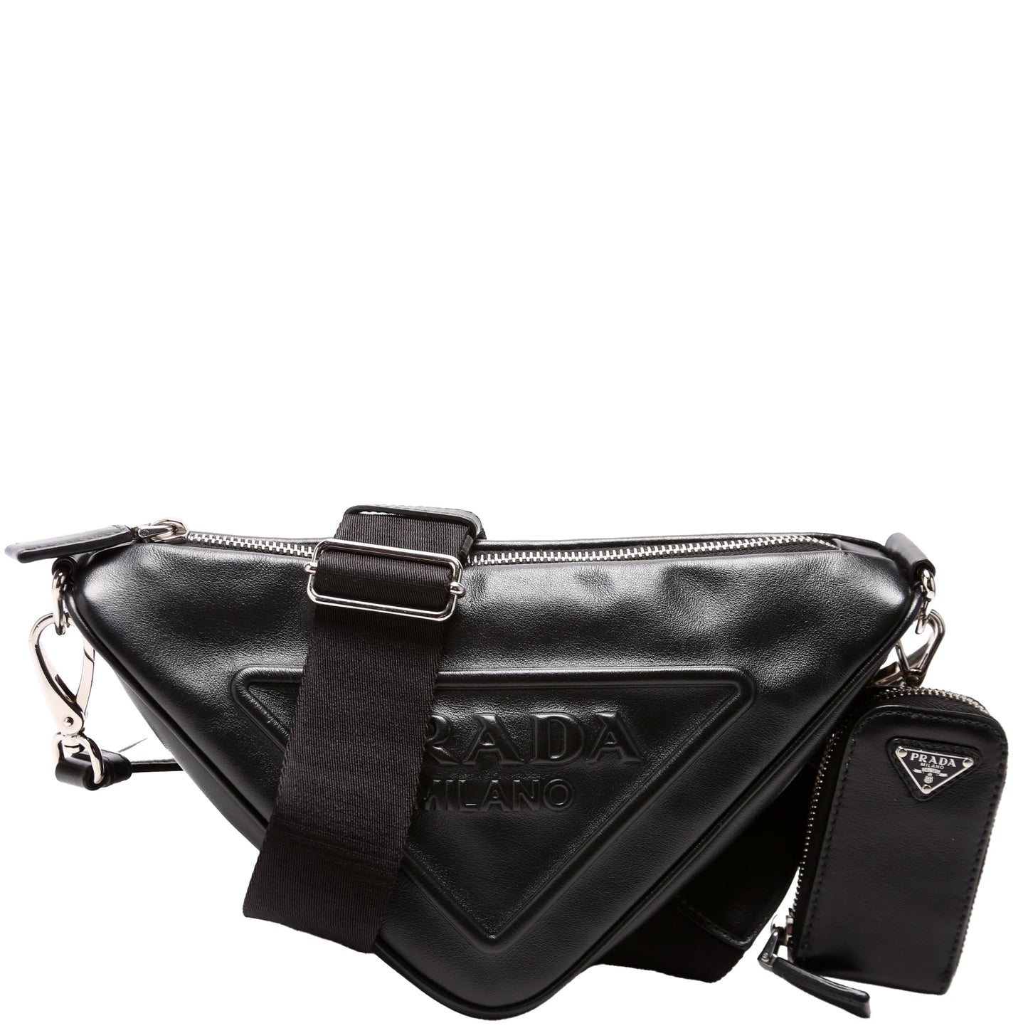 Prada Triangle Shoulder Bag Leather Black