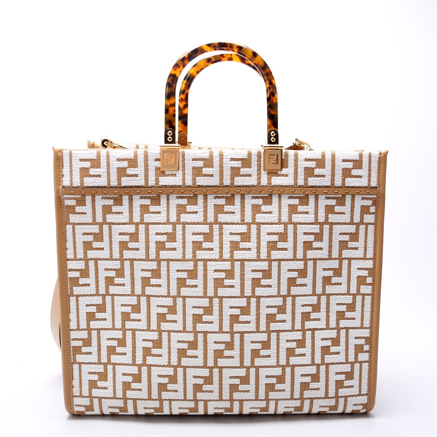 Fendi Sunshine Shopper Bag Raffia Brown Medium Travel Bag