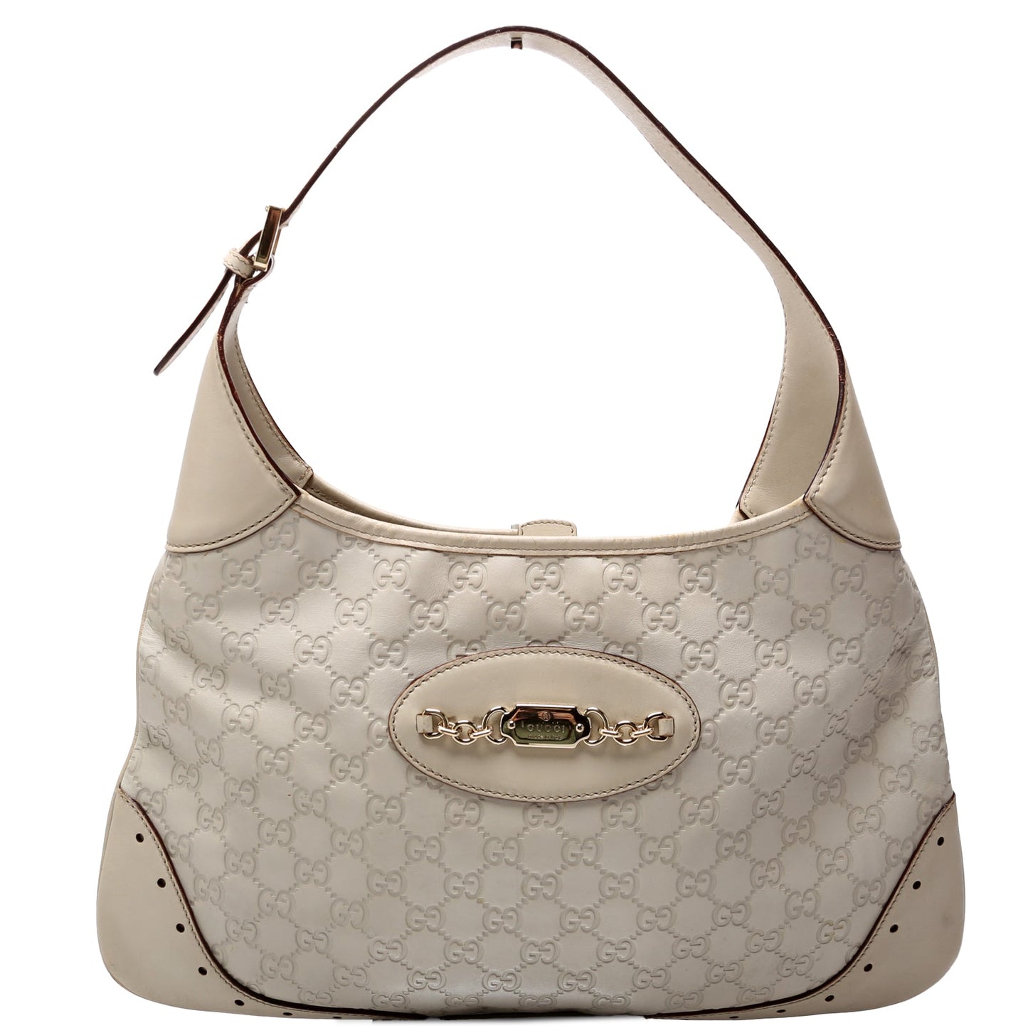 Gucci Punch Leather Cream Shoulder Bag