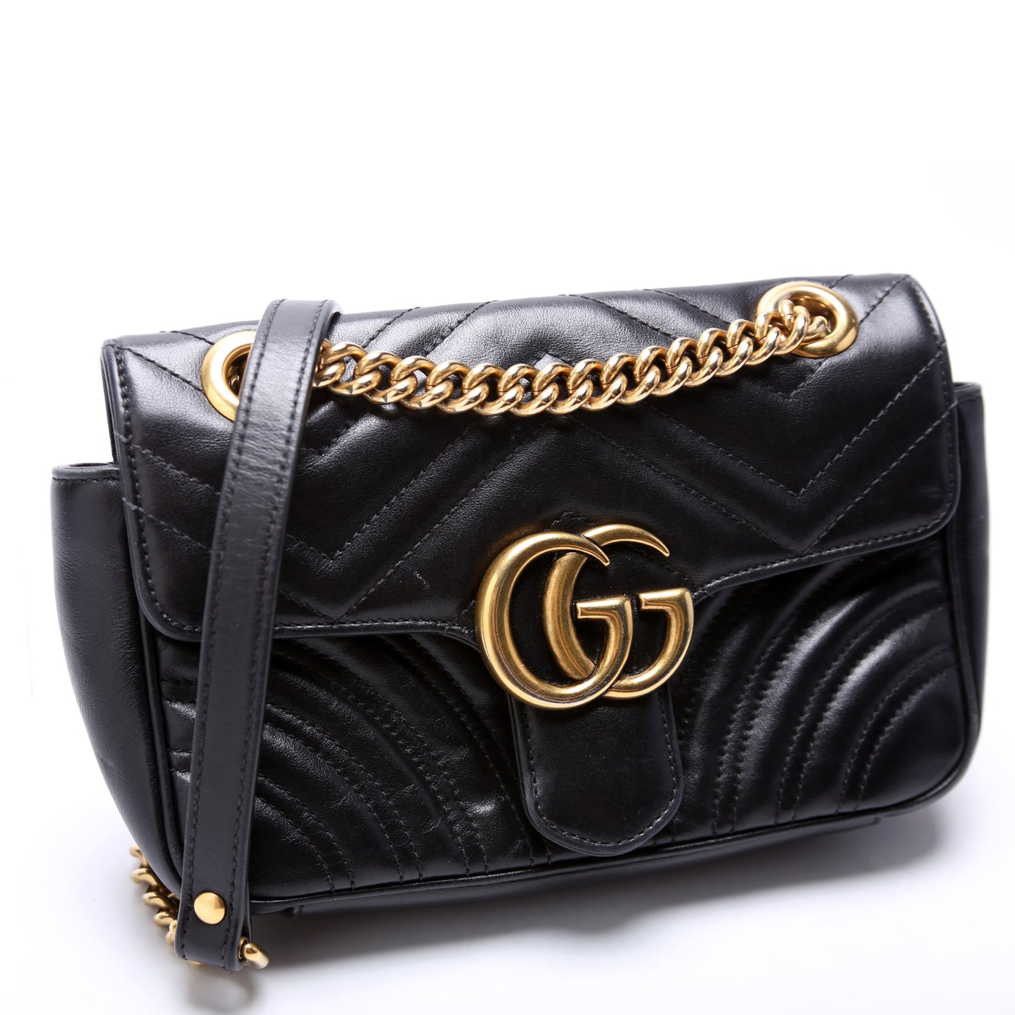 Gucci Marmont Leather Black Mini Flap Shoulder Bag 6