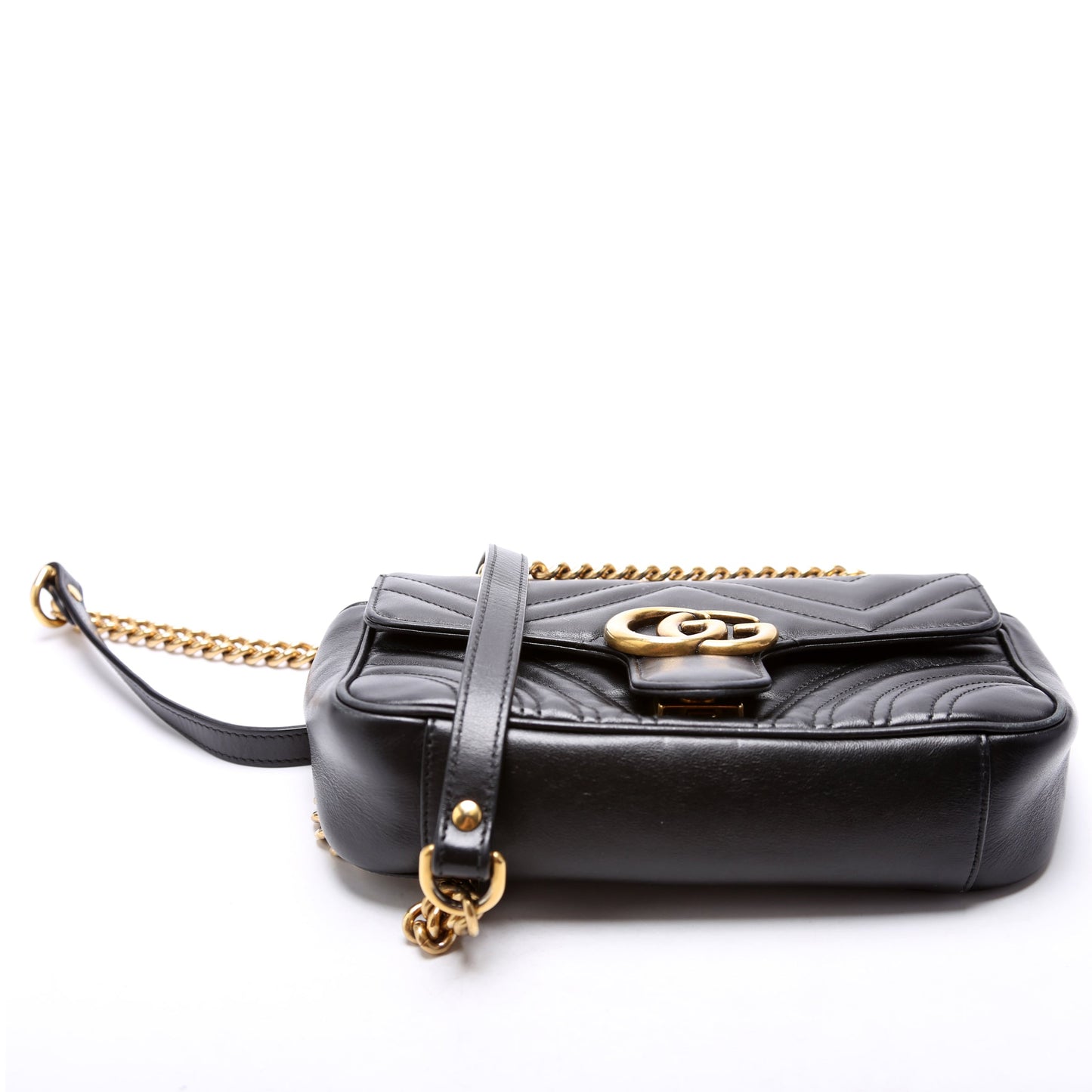 Gucci Marmont Leather Black Mini Flap Shoulder Bag 6