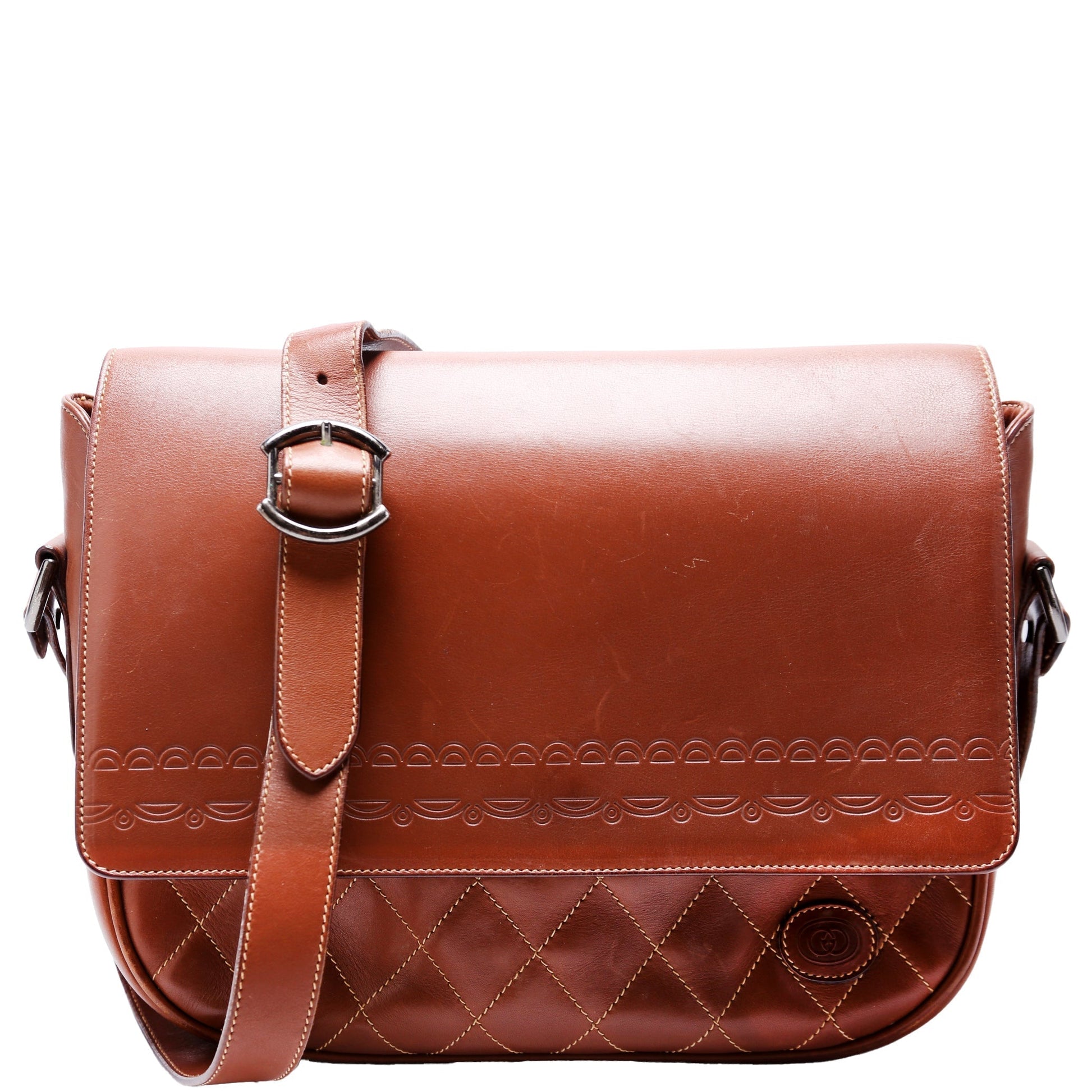 Gucci 001-46 Leather Brown Shoulder Bag
