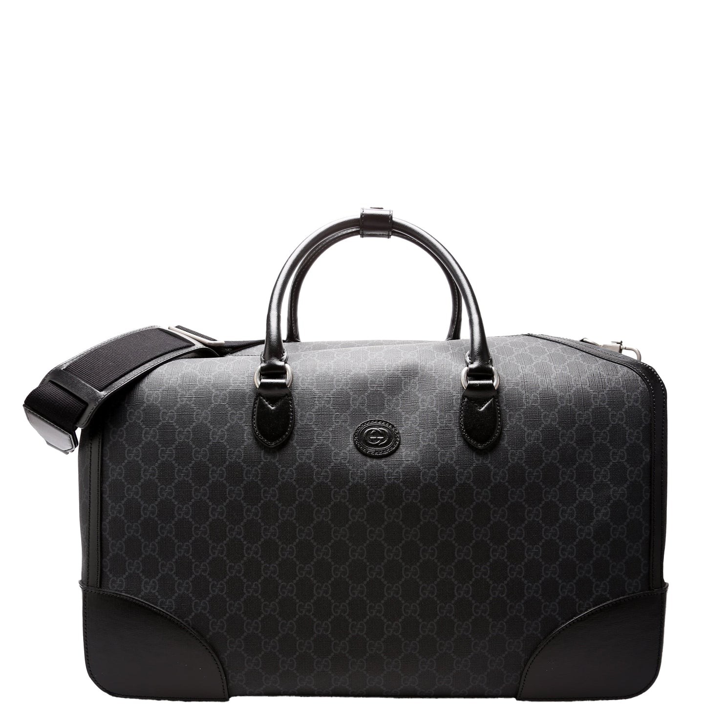 Gucci GG Supreme Interlocking G Duffle Black Large Travel Bag