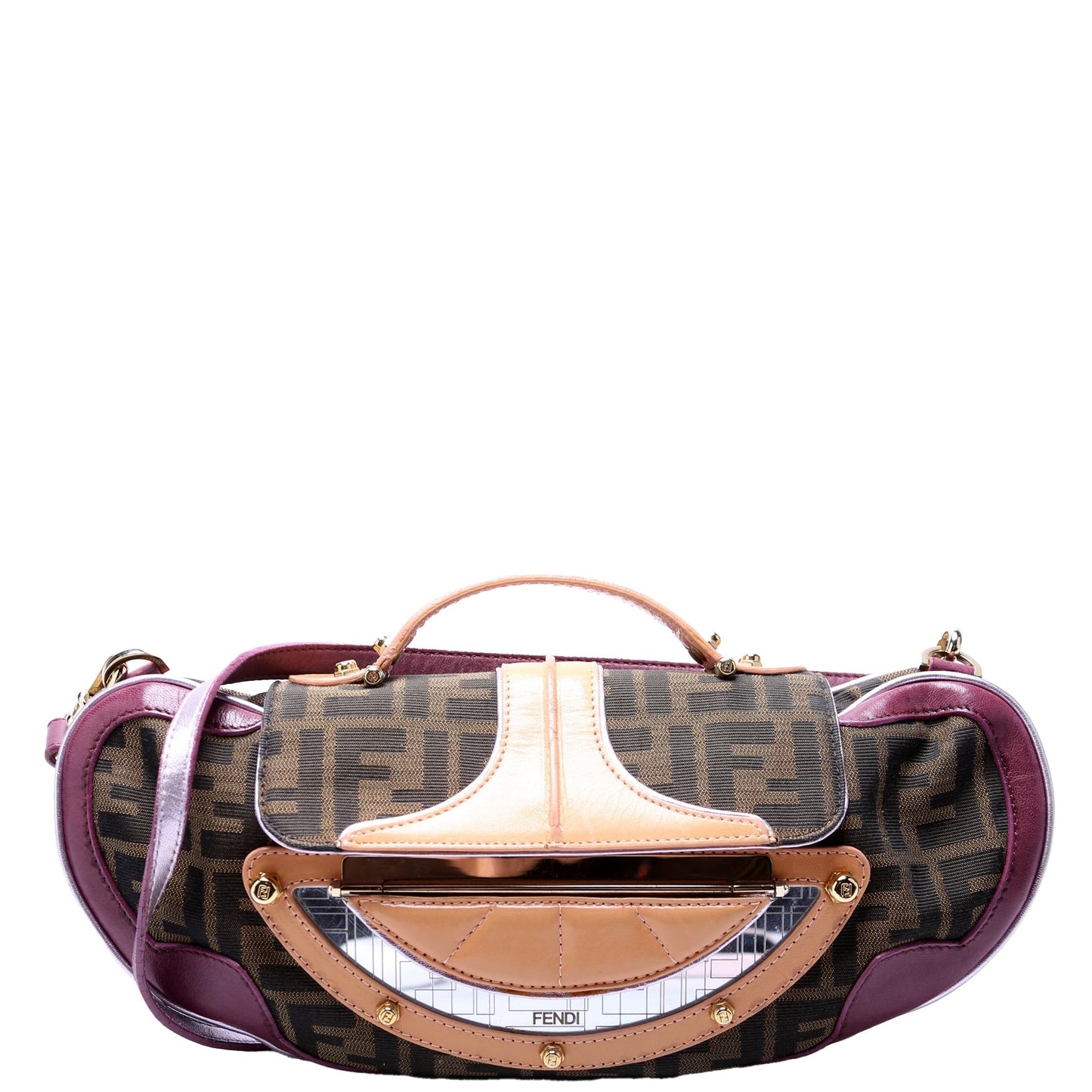 Fendi 8Bn133 Ff Zucca Vanity Clutch Plum Bag Brown Clutch Bag