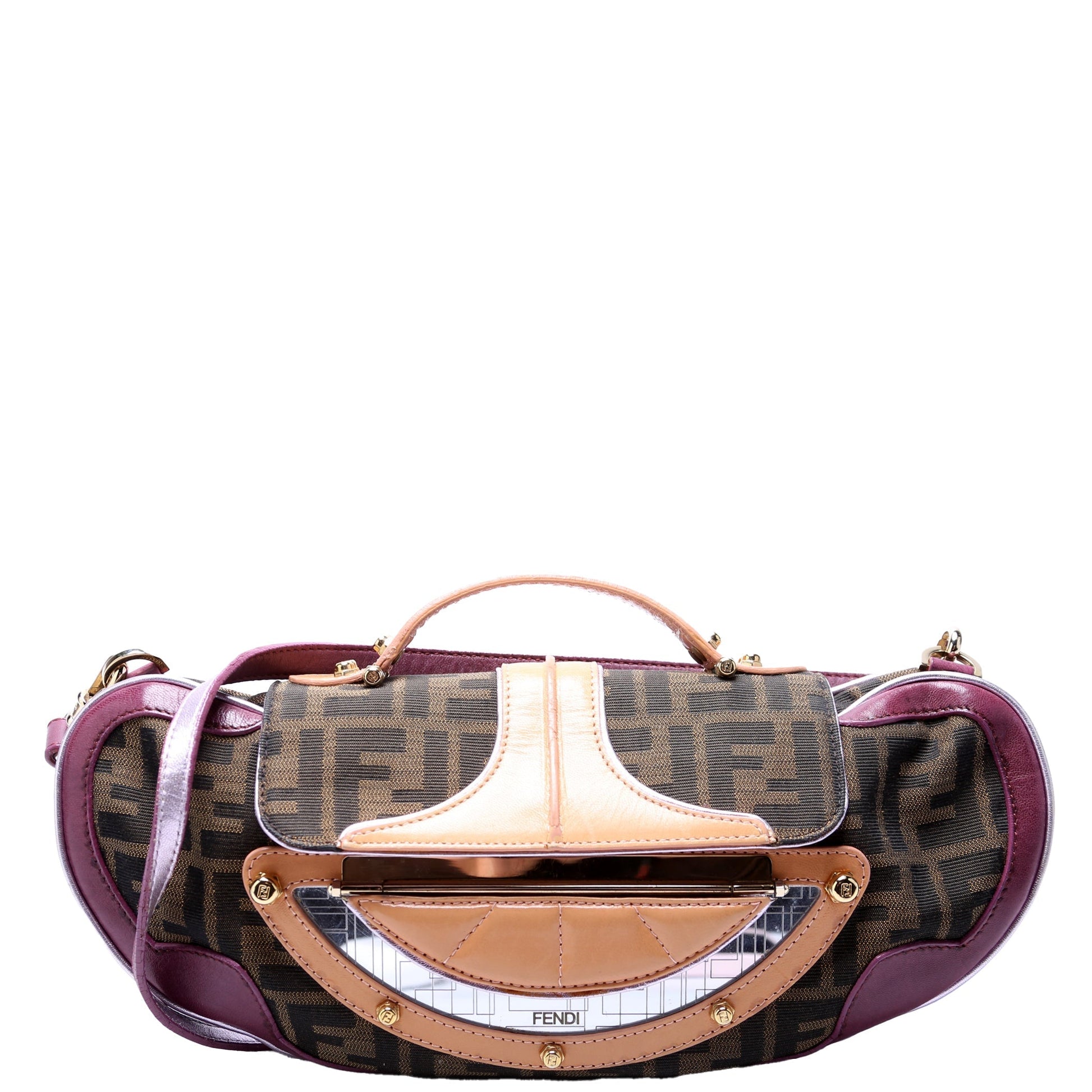 Fendi 8Bn133 Ff Zucca Vanity Clutch Plum Bag Brown Clutch Bag