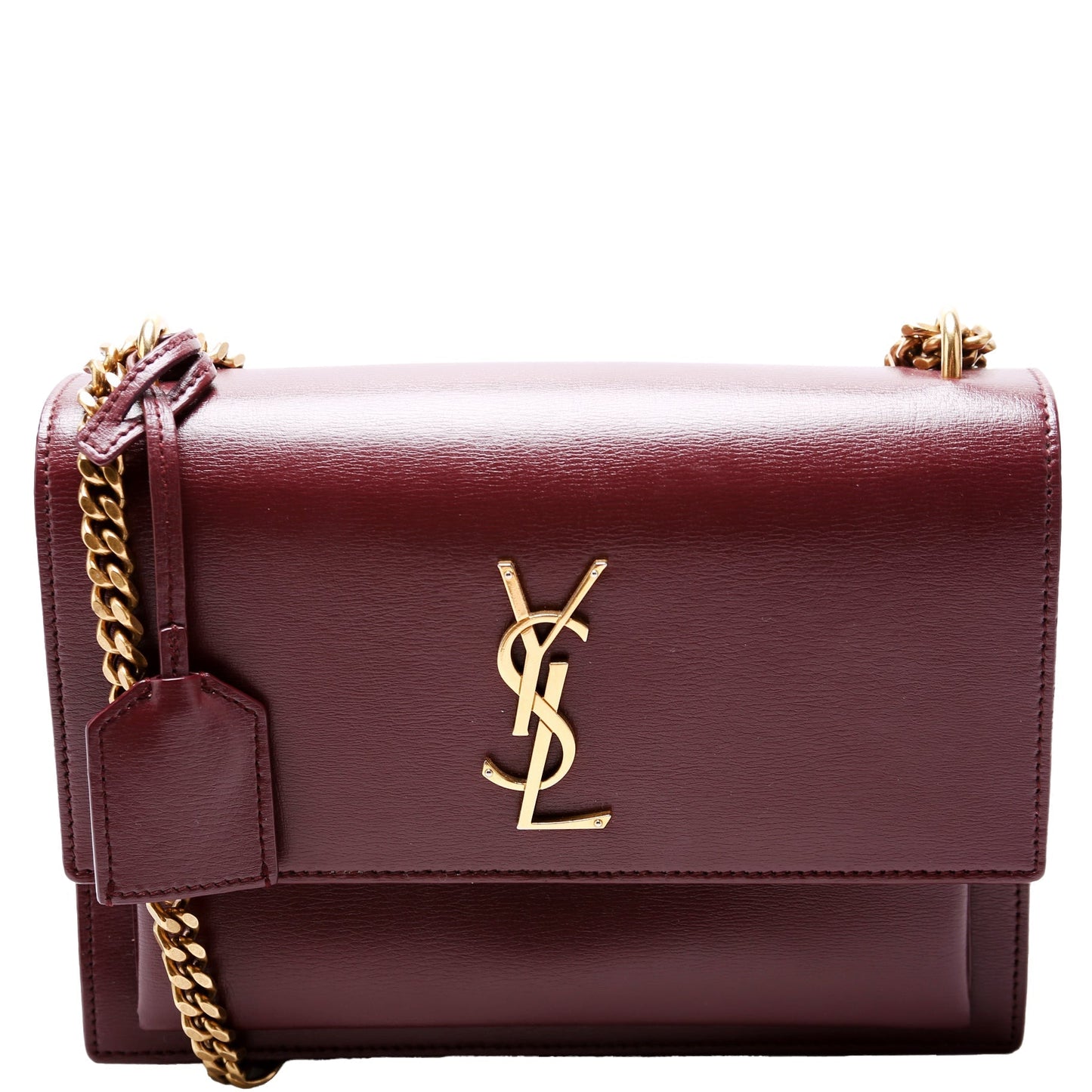 YSL Saint Laurent Sunset Smooth Burgundy Bag Leather Medium Travel Bag