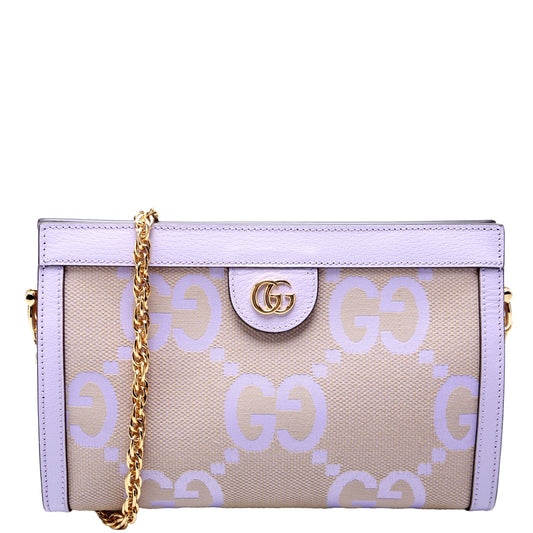 Gucci Ophidia Jumbo GG Purple Canvas Beige Small Shoulder Bag