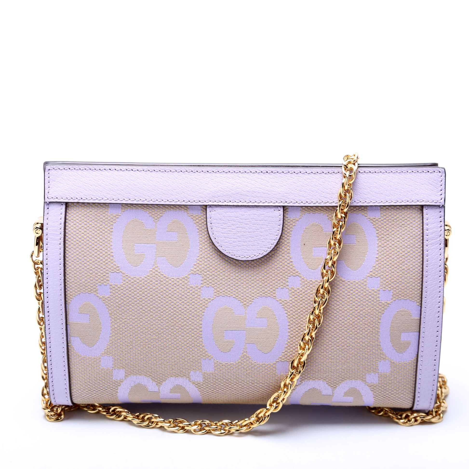 Gucci Ophidia Jumbo GG Purple Canvas Beige Small Shoulder Bag