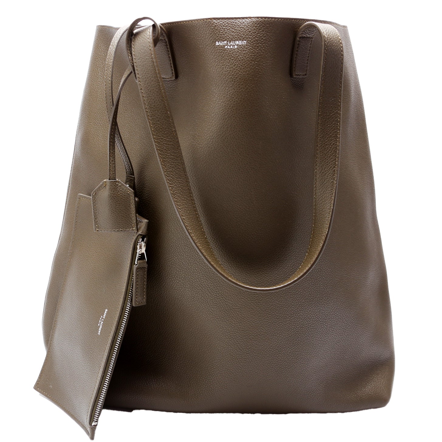 YSL Saint Laurent Saint Laurent Bold Shopping Tote Grain Bag Leather Green Tote Bag
