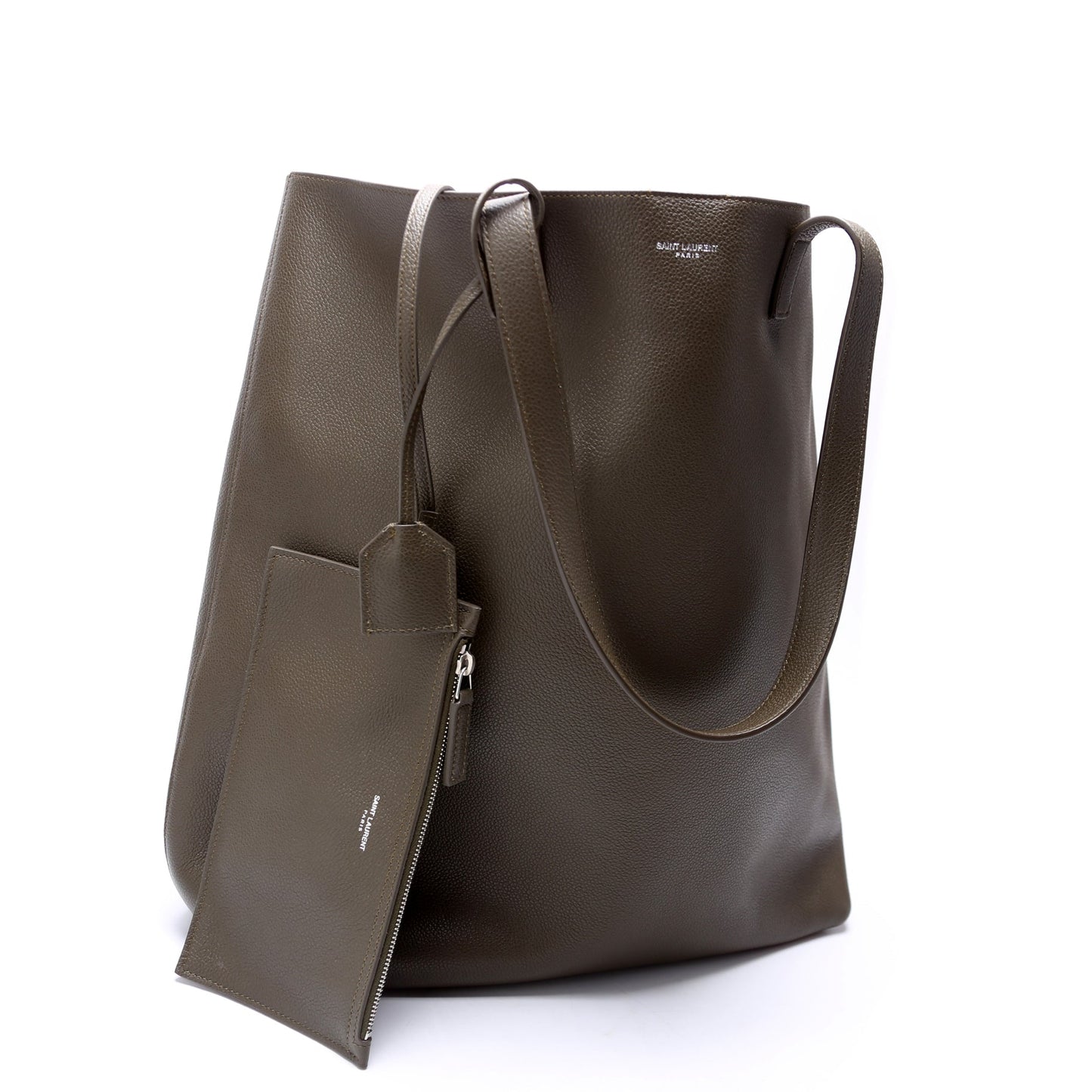 YSL Saint Laurent Saint Laurent Bold Shopping Tote Grain Bag Leather Green Tote Bag