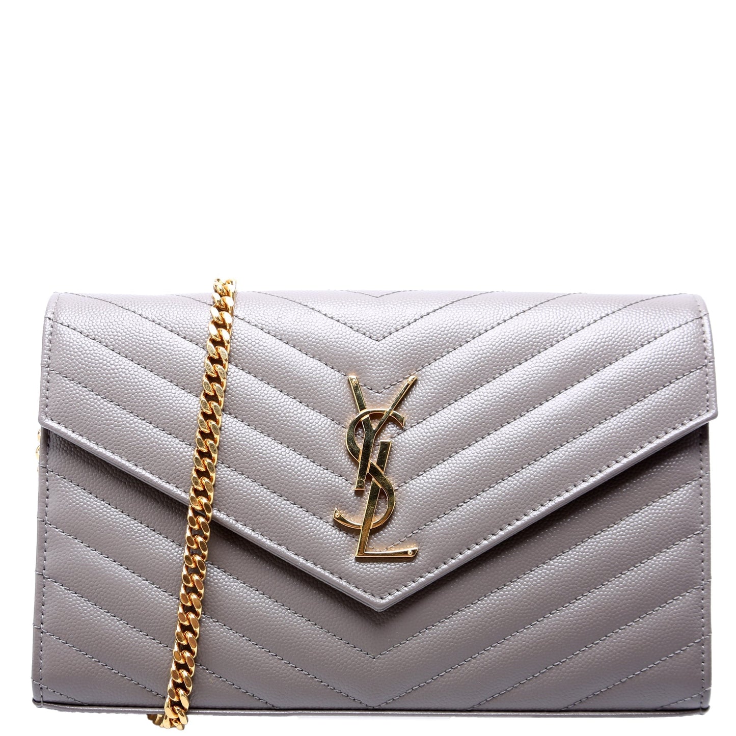 YSL Saint Laurent Saint Laurent Grain De Wallet Grey Bag Chain Travel Bag