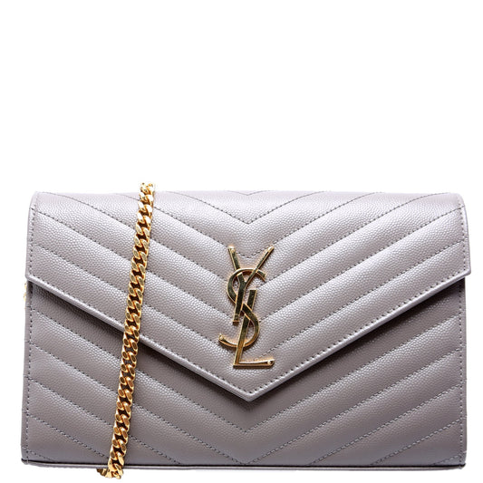 YSL Saint Laurent Saint Laurent Grain De Wallet Grey Bag Chain Travel Bag