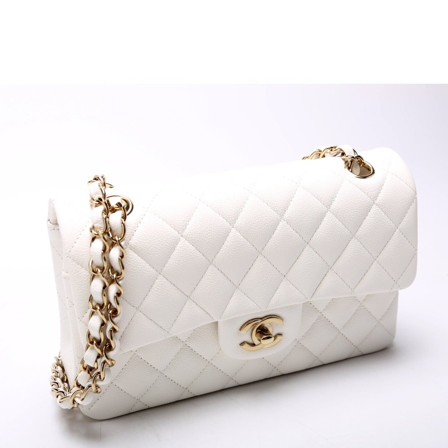 Chanel Classic Flap Caviar White Small Handbag