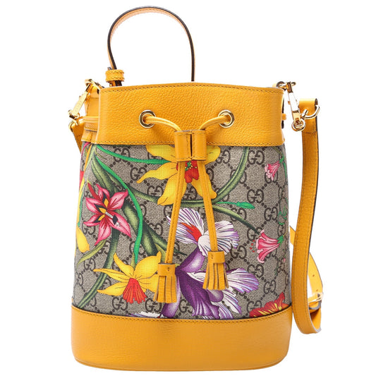 Gucci Ophidia Flora Yellow Bucket Bag