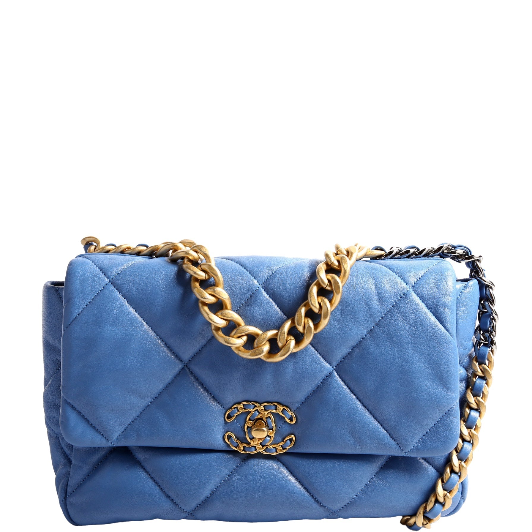 Chanel Quilted Goatskin 19 Flap 30M Blue Handbag