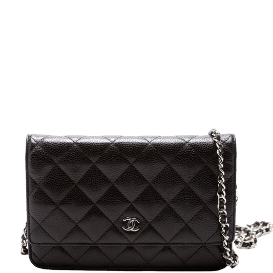 Chanel WOC Classic Quilted Caviar Black Clutch Bag