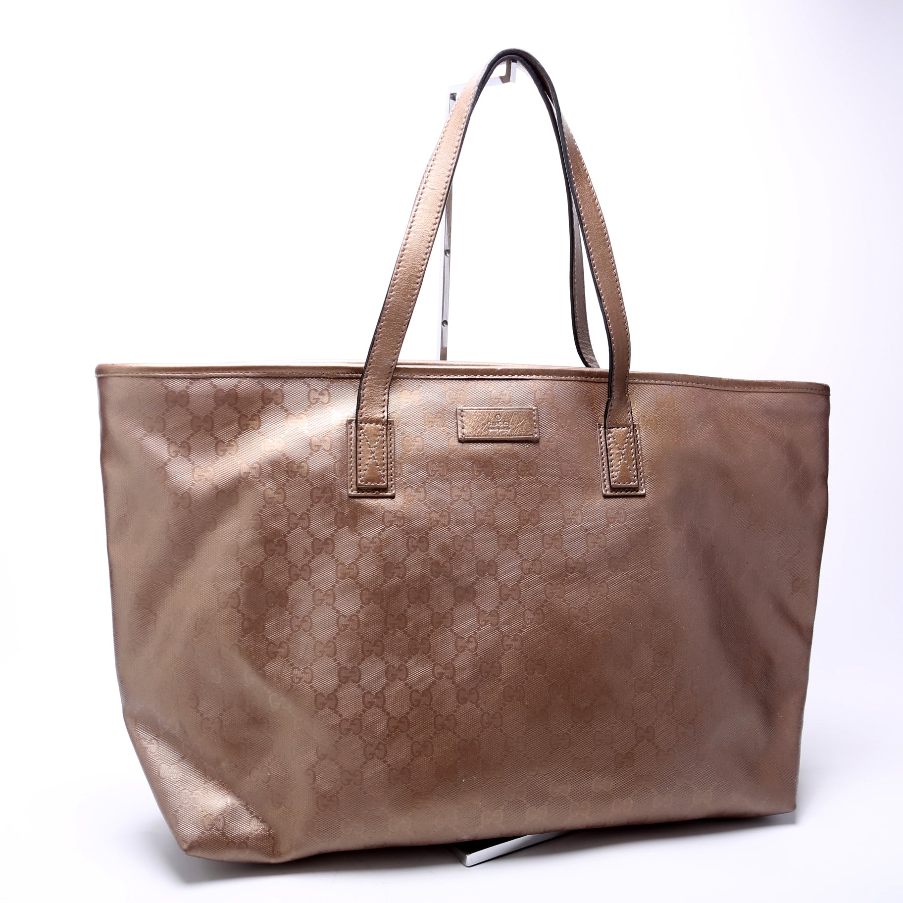 Gucci GG Imprime Zip Bronze Medium Tote Bag