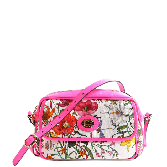 Gucci Flora Canvas Pink Crossbody Bag