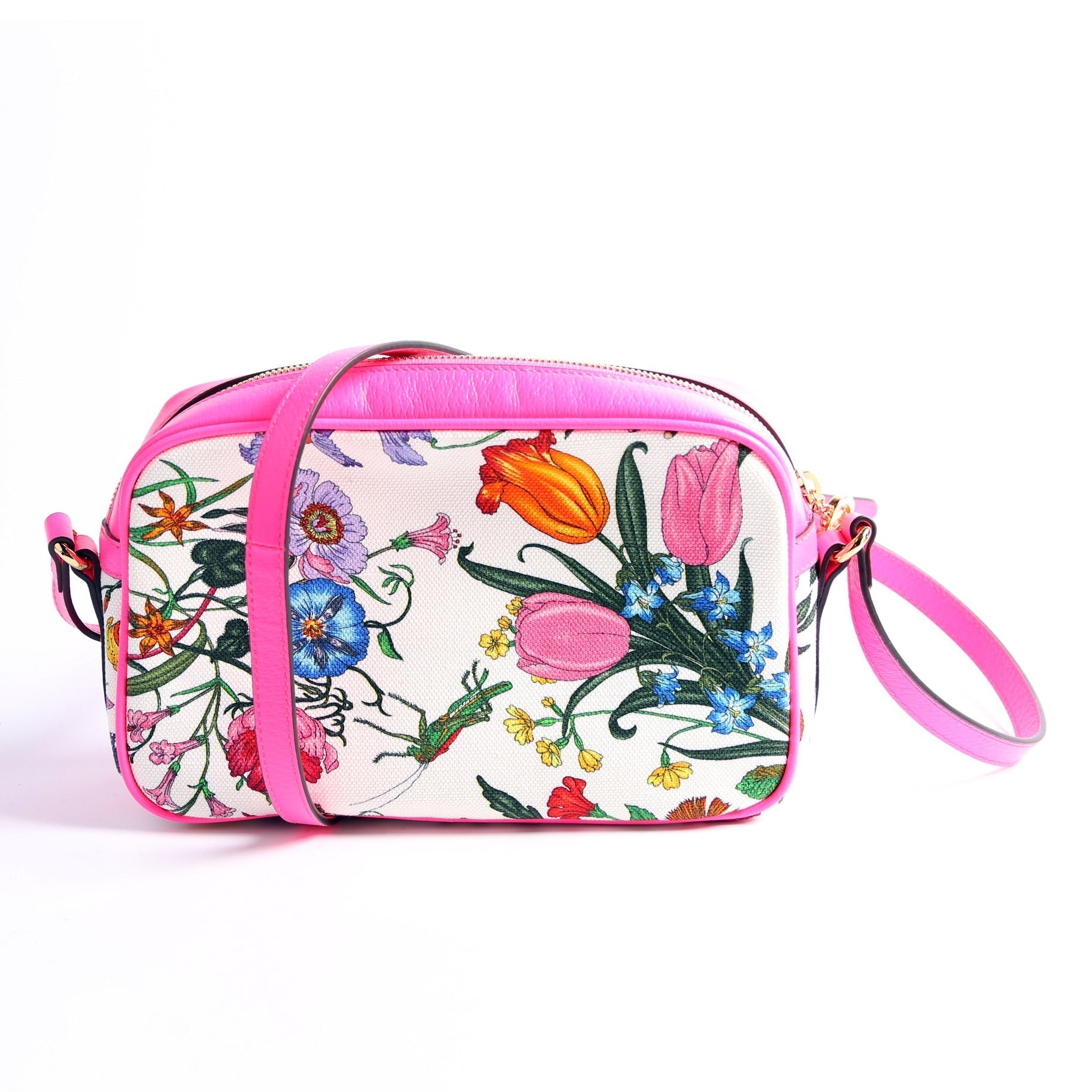 Gucci Flora Canvas Pink Crossbody Bag