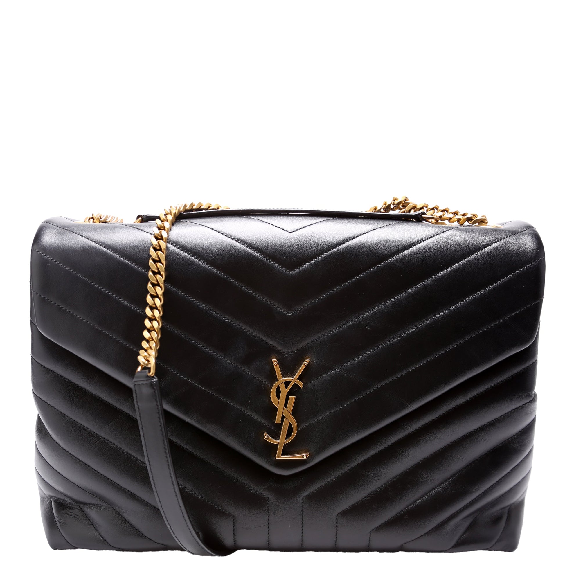 YSL Saint Laurent Loulou Satchel Bag Black Large Large 574947 Black