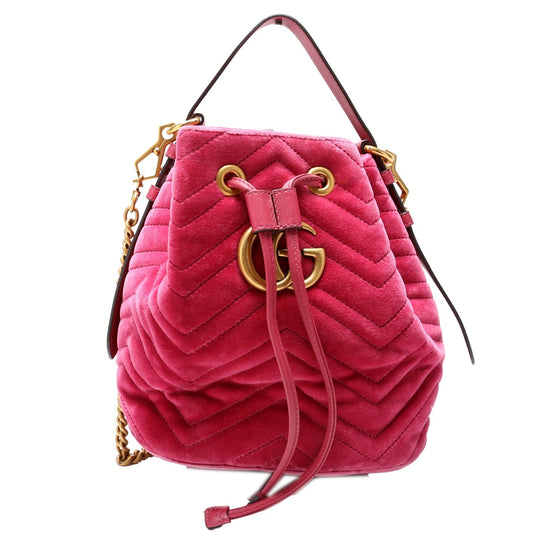 Gucci GG Marmont Velvet Pink Bucket Bag