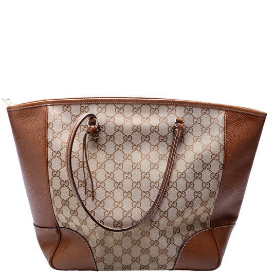 Gucci GG Bree Zip Canvas Brown Medium Tote Bag
