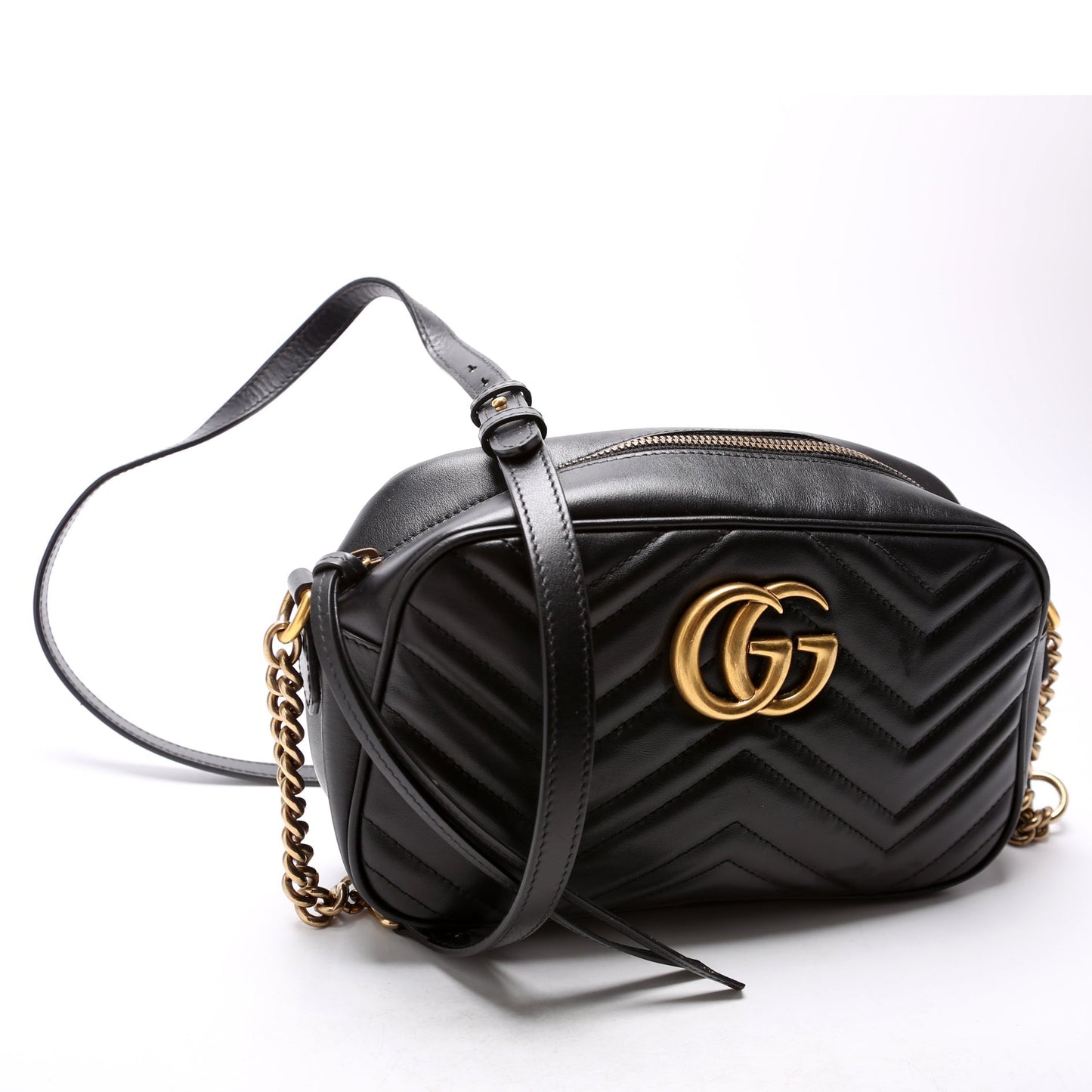 Gucci Marmont Camera Leather Black Small Travel Bag Black 2