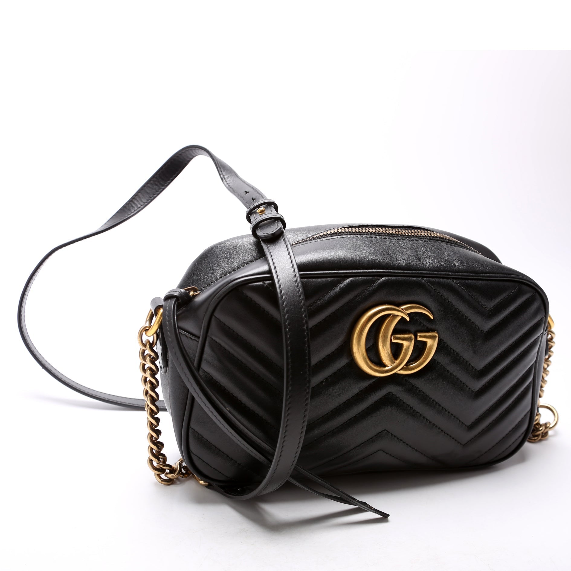 Gucci Marmont Camera Leather Black Small Travel Bag Black 2