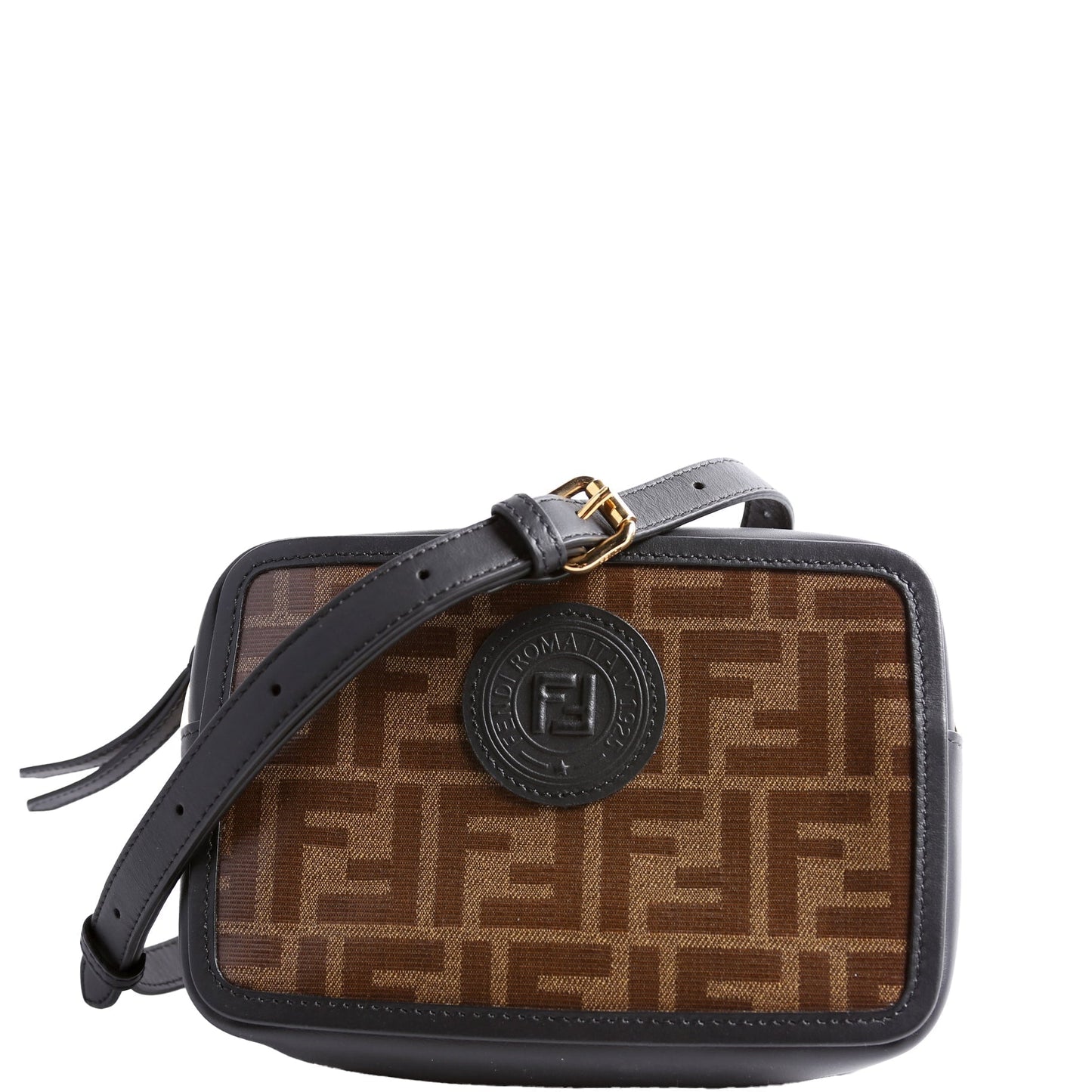 Fendi Zucca Coated Camera Bag Canvas Brown Mini Travel Bag