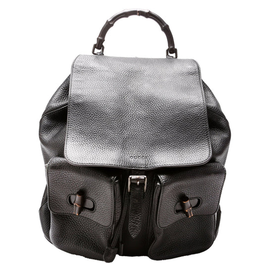 Gucci Bamboo Backpack Leather Black