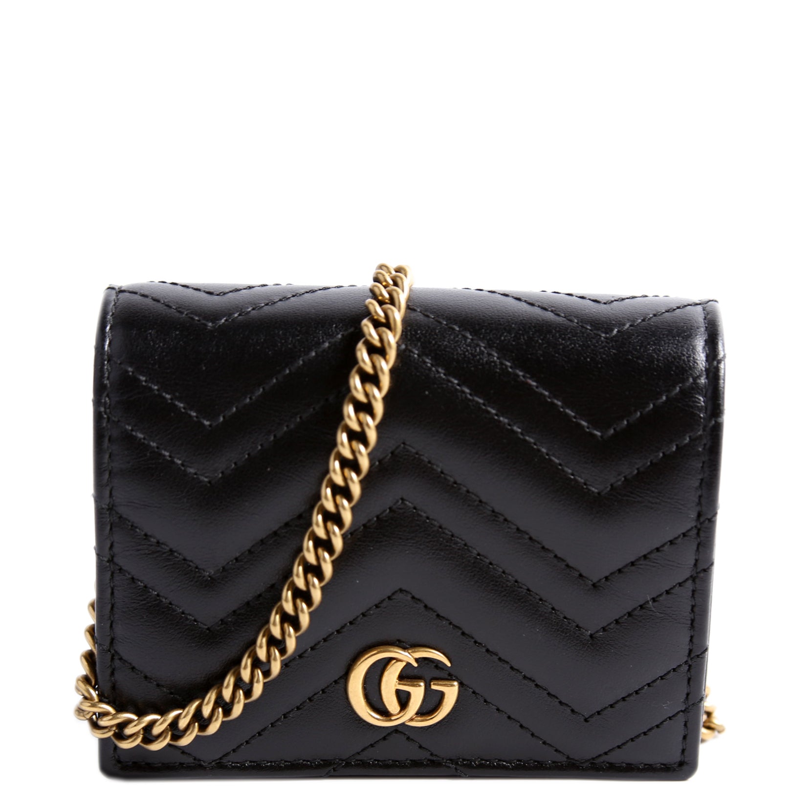Gucci Marmont Black Chain Wallet Case