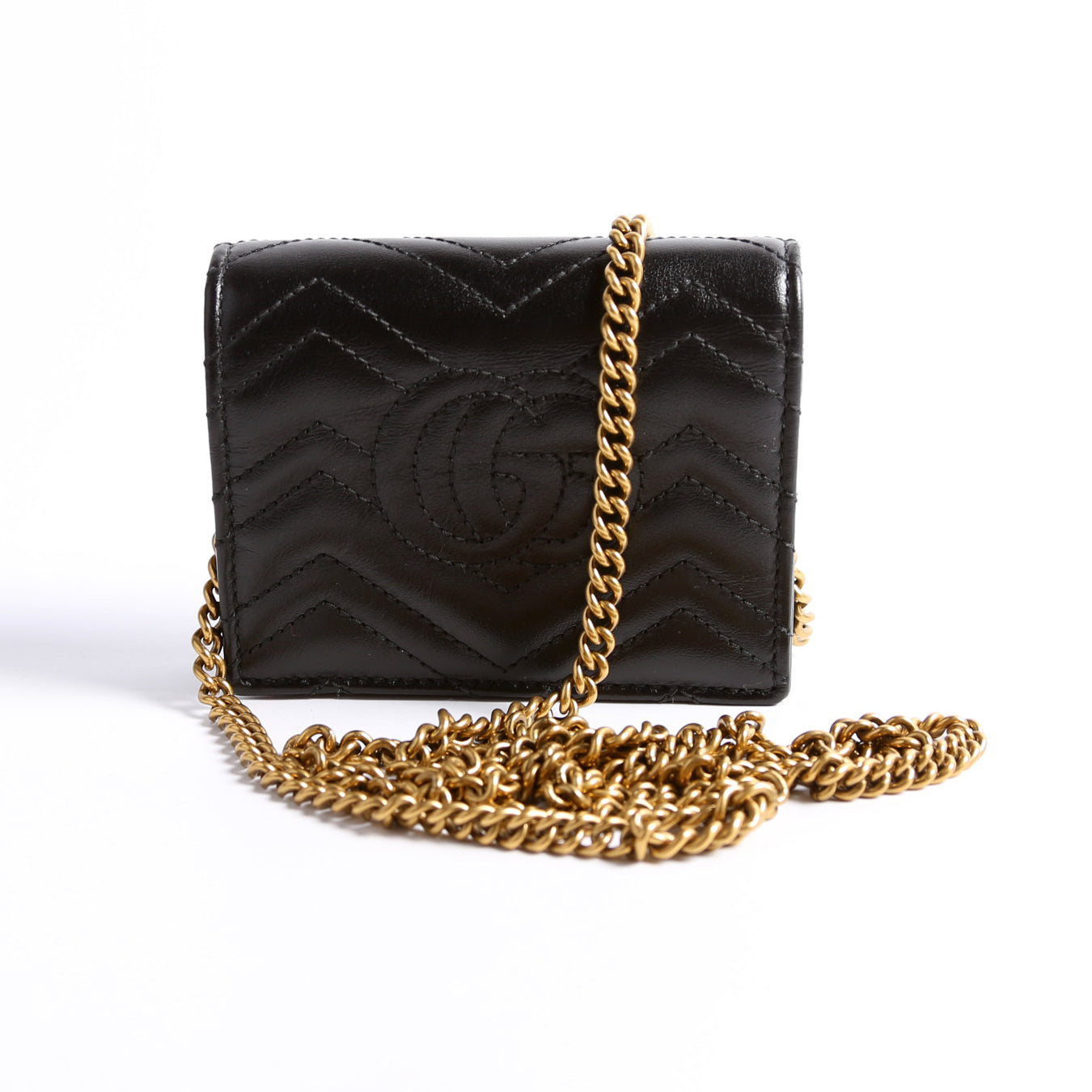 Gucci Marmont Black Chain Wallet Case