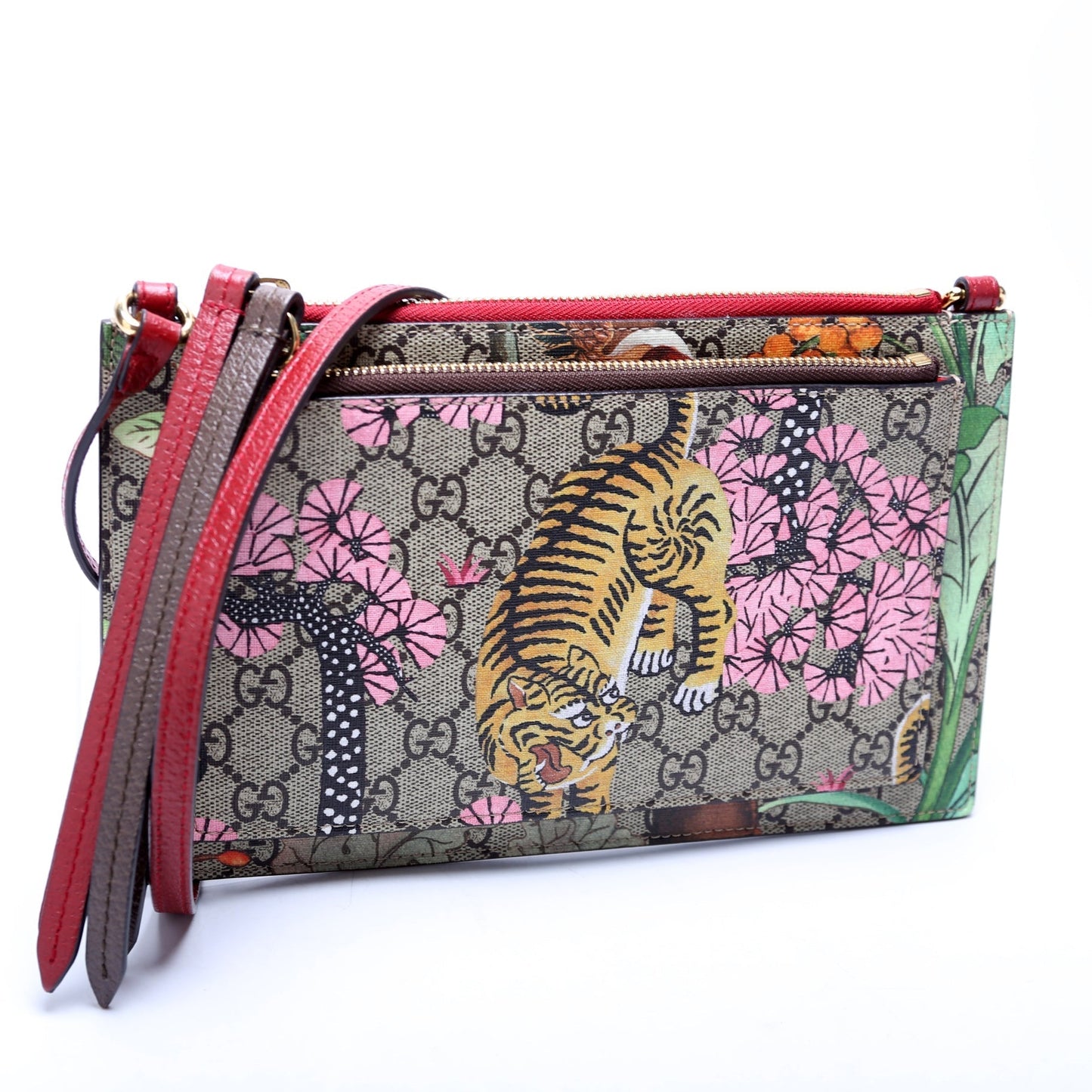 Gucci GG Supreme Tian Bengal Double Red Shoulder Bag