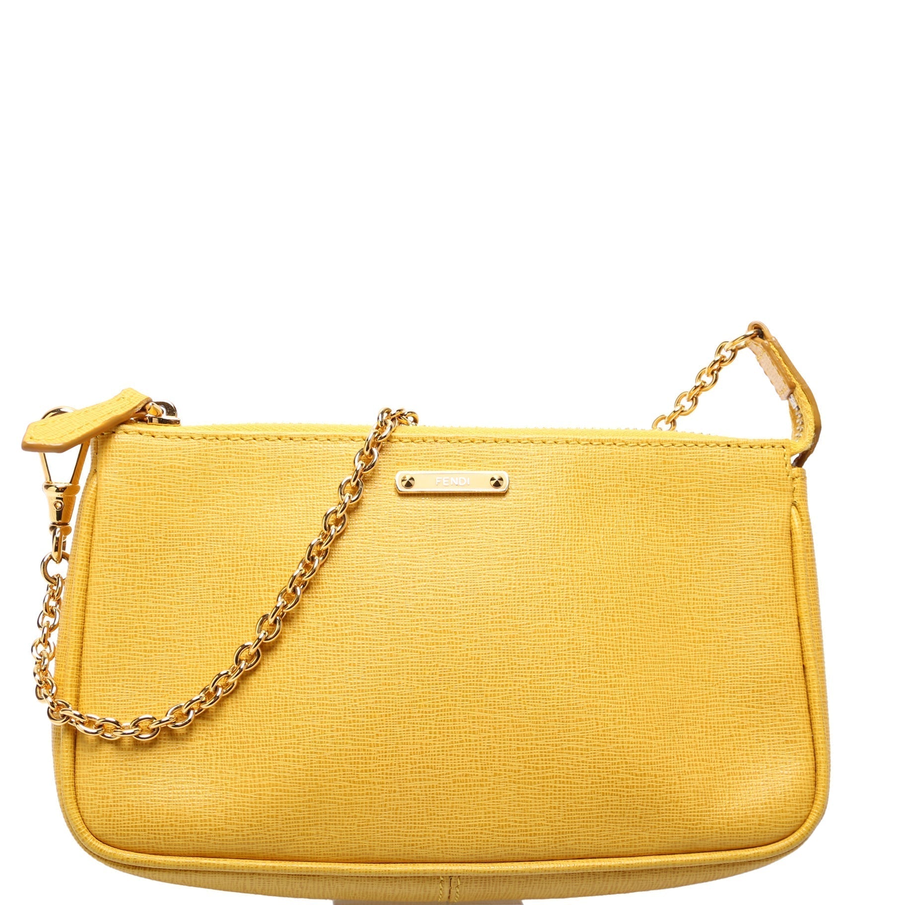 Fendi 8M0271 Elite Pochette Amarena Bag Vitello Yellow Travel Bag