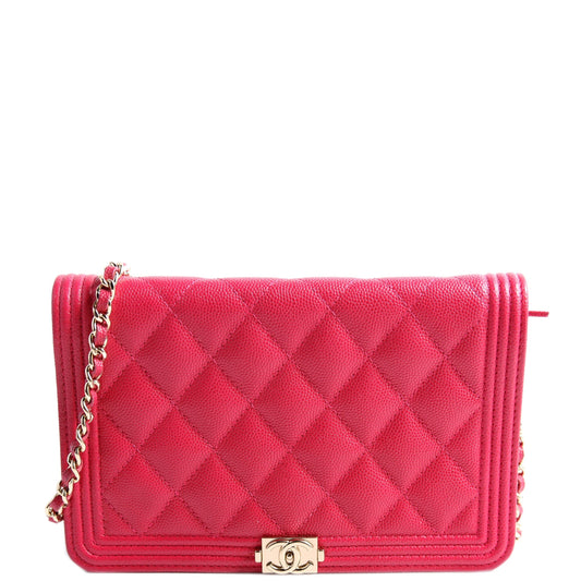 Chanel WOC Boy Caviar Pink Clutch Bag