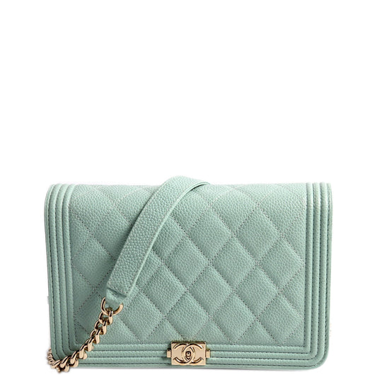 Chanel WOC Bot Caviar Turquoise Clutch Bag