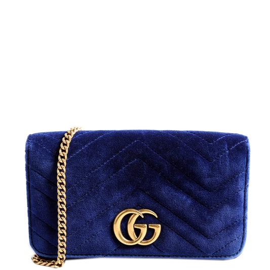 Gucci GG Marmont Velvet Blue Mini Travel Bag