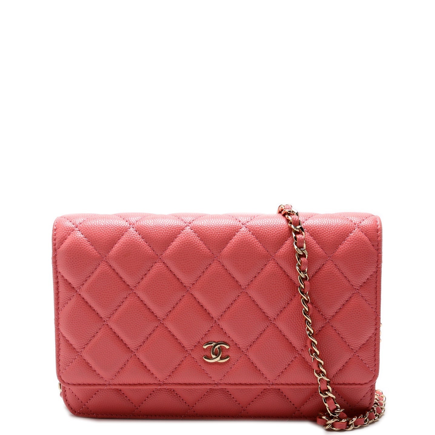 Chanel WOC Classic Quilted Caviar Pink Clutch Bag