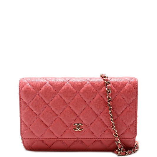 Chanel WOC Classic Quilted Caviar Pink Clutch Bag