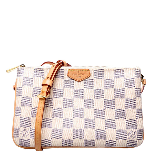 Louis Vuitton Double Zip Pochette Azur Damier Clutch Bag Azur 5