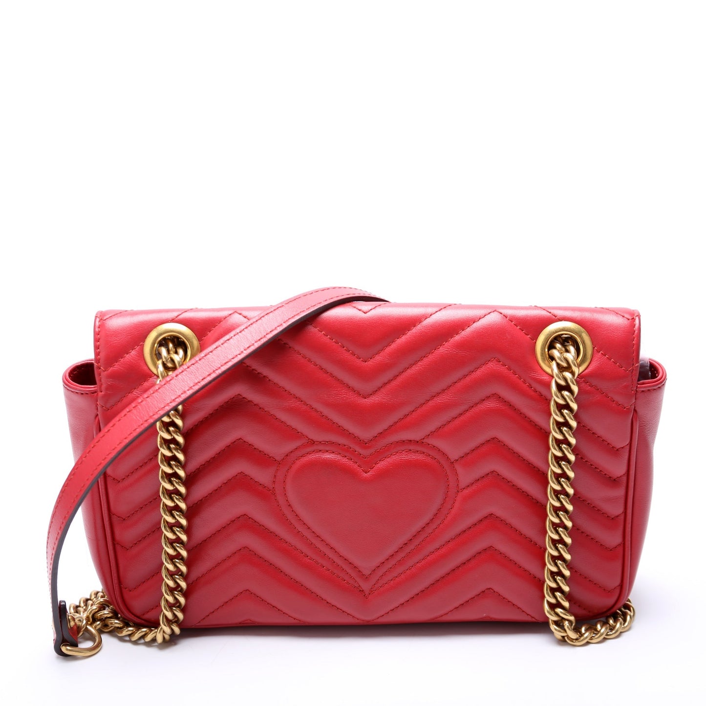 Gucci Marmont Leather Red Small Flap Shoulder Bag