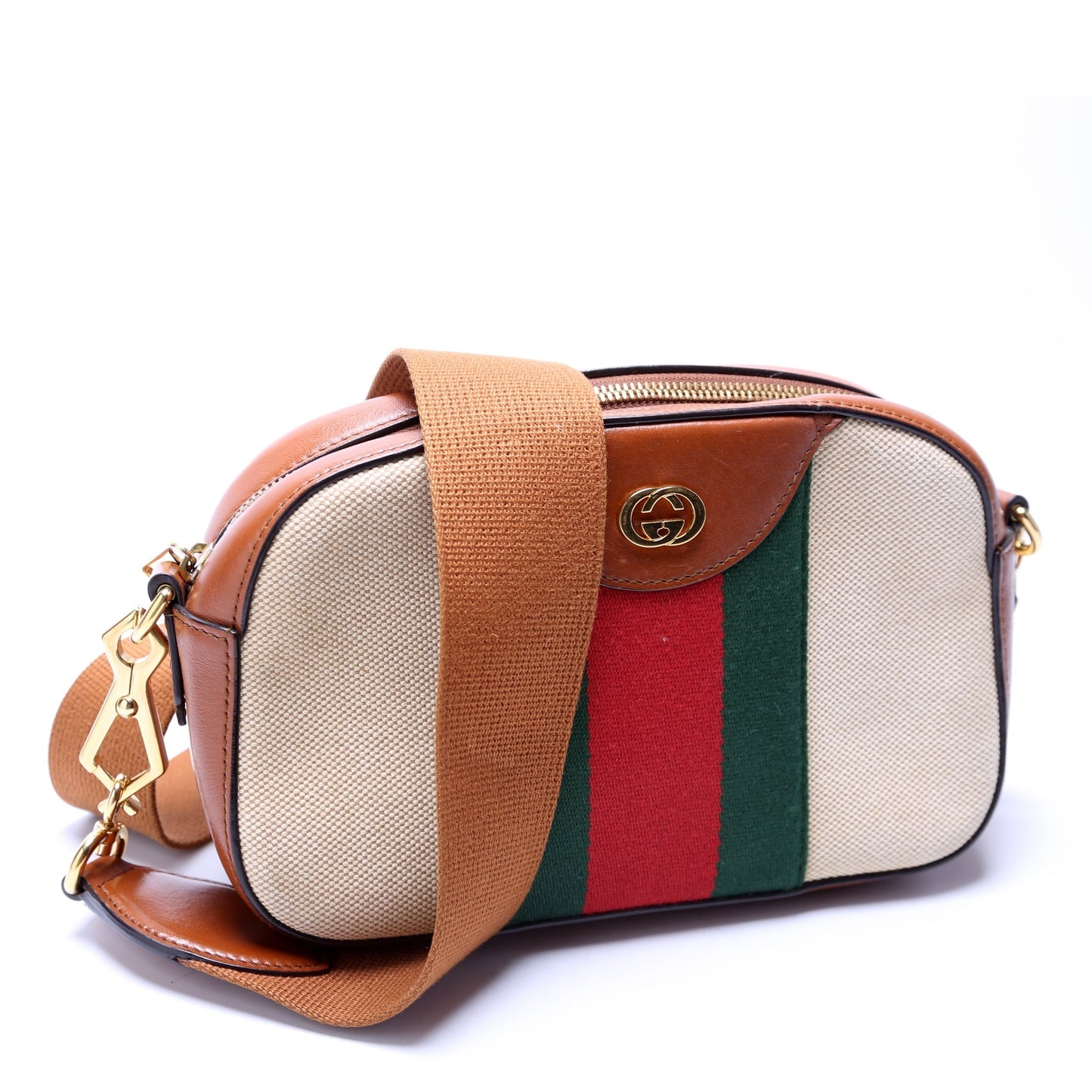 Gucci Web Canvas Brown Travel Bag