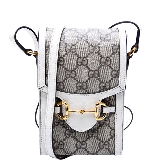 Gucci Horsebot GG Supreme White Mini Travel Bag