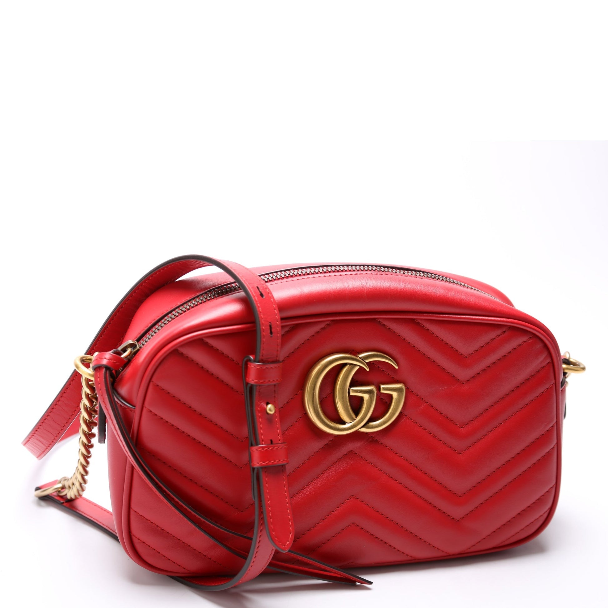 Gucci Marmont Camera Leather Red Small Handbag