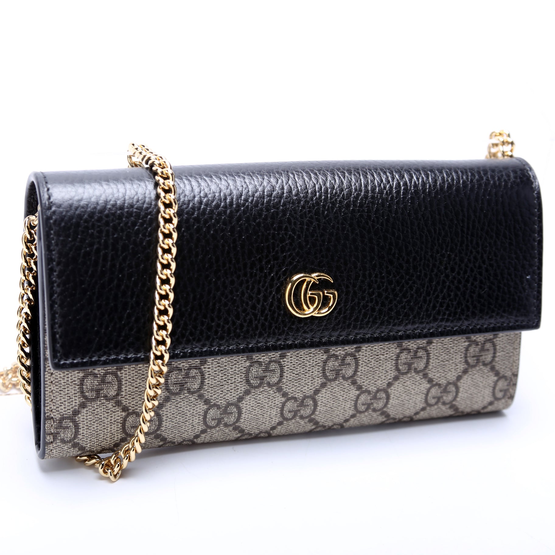 Gucci GG Marmont Black Chain Wallet Case