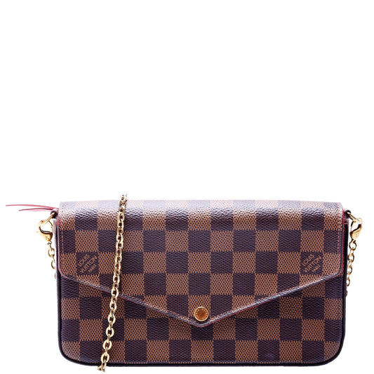 Louis Vuitton Pochette Felicie Ebene Damier Red Clutch Bag
