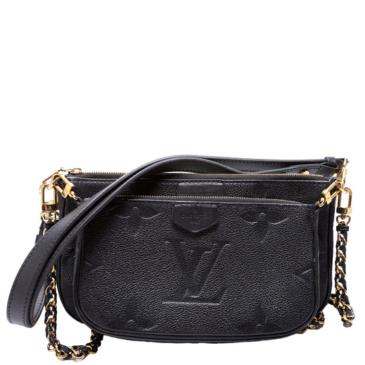 Louis Vuitton Multi Pochette Empreinte Black Clutch Bag Black 2