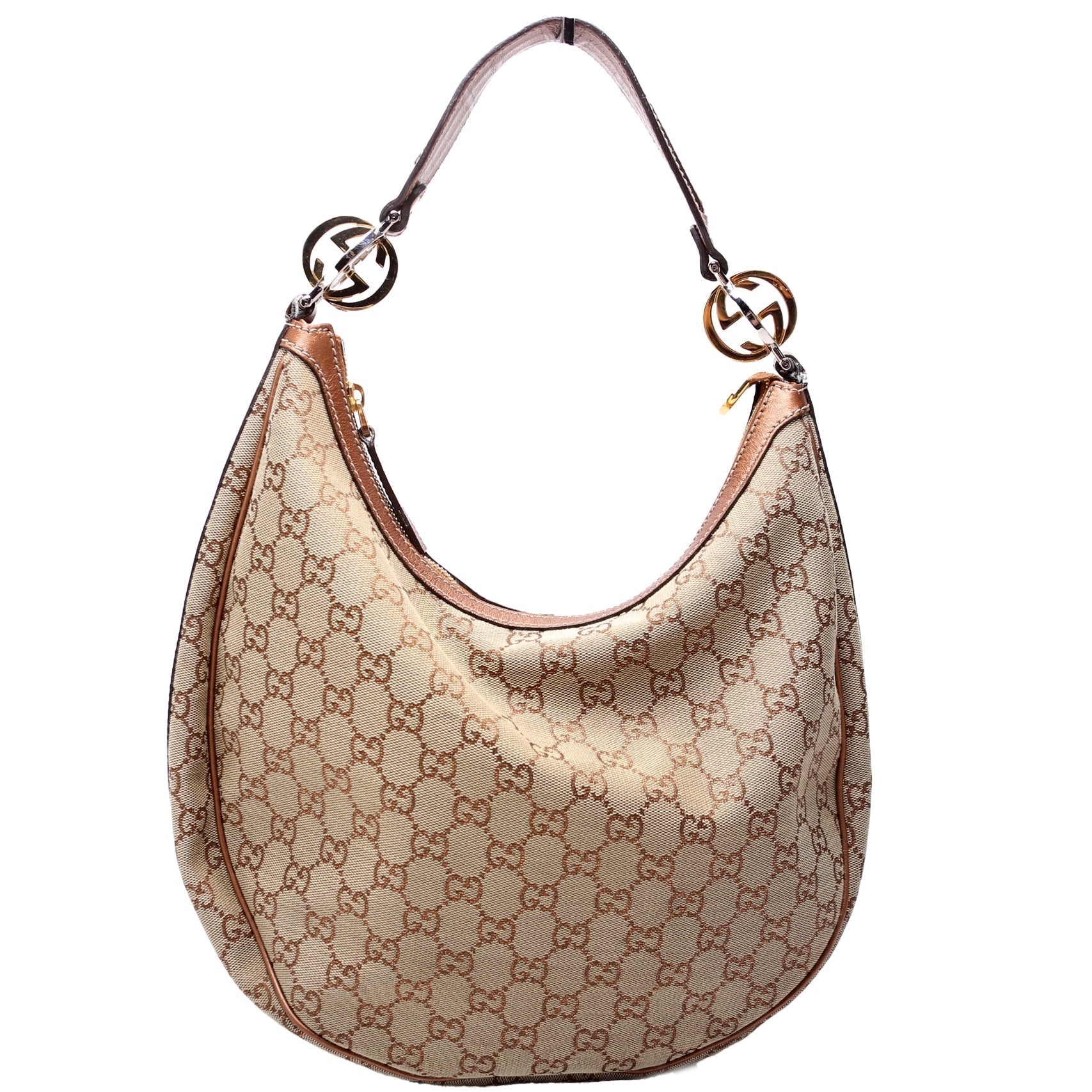 Gucci GG Twins Canvas Brown Tan Shoulder Bag